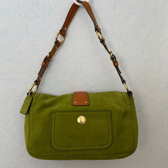 Coach Green Soft Milled Nubuc Leather Shoulder Bag - Picture 4 of 12
